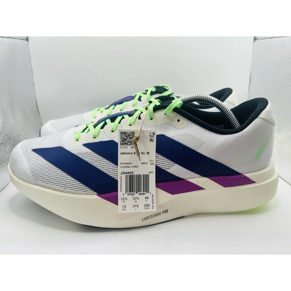 Adidas Adizero EVO SL White Purple Lime Sneakers JS4495 Mens Running Shoes US 13